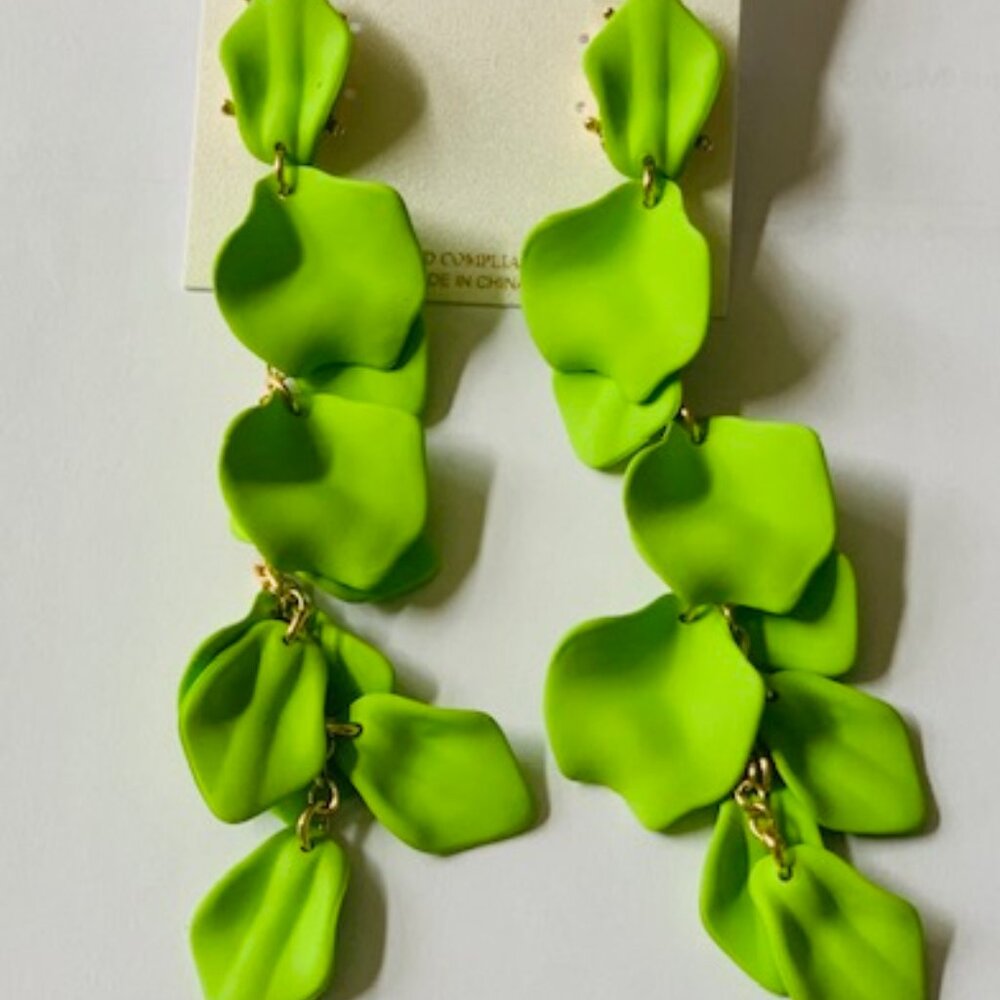 Lime Green Earrings by Natasha Lead Compliant Stunning!